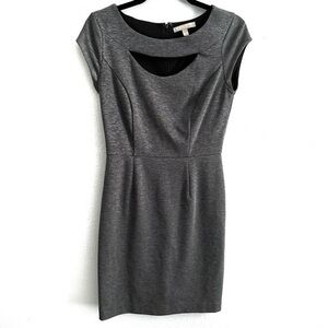 Banana Republic Gray Sheath Midi Dress Cap Sleeve